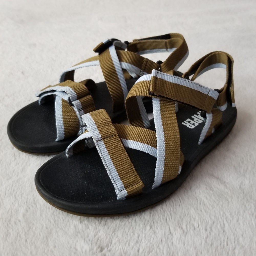 Camper Men's Olive and White Strappy Sandals